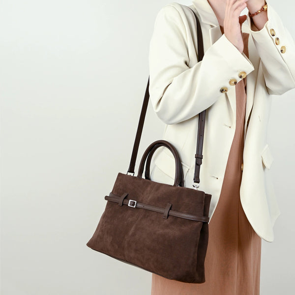 Cowhide leather tote bag